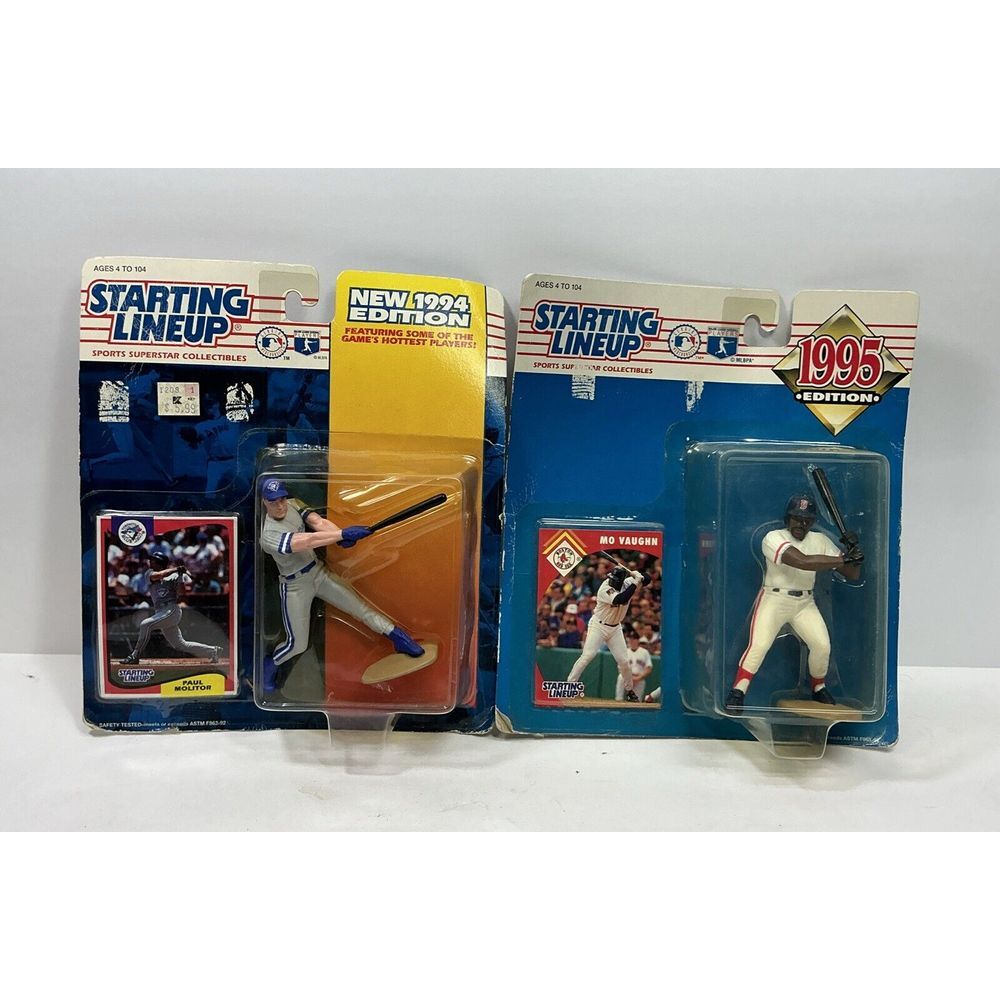 Vtg Starting Lineup MLB Baseball Figures‎ W/ Cards Mo Vaughn & Paul Molitor